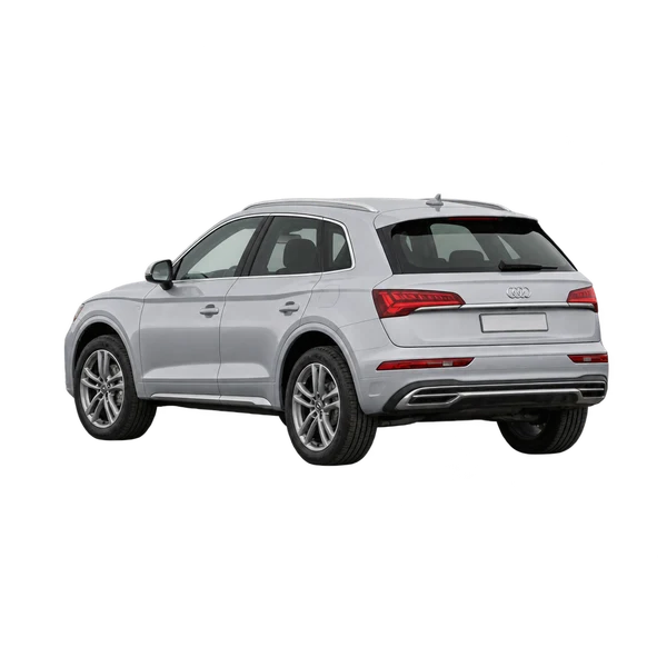 silver 2024 Audi Q5 e rear three-quarter (facing left) view