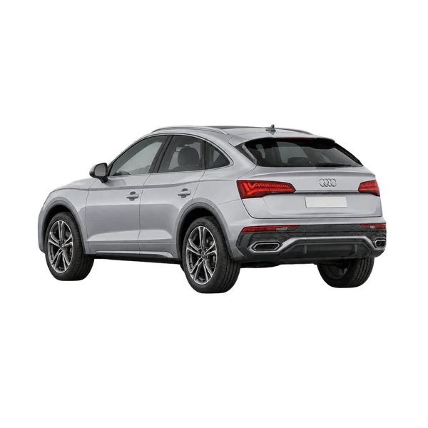 silver 2025 Audi Q5 Sportback rear three-quarter (facing left) view