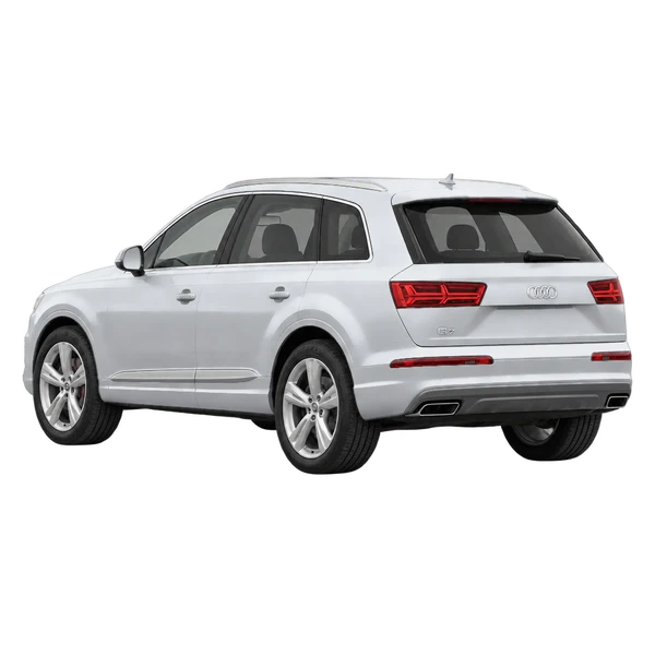 silver 2018 Audi Q7 rear three-quarter (facing left) view
