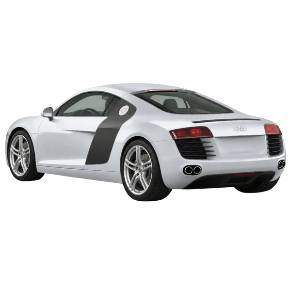 silver 2014 Audi R8 rear three-quarter (facing left) view