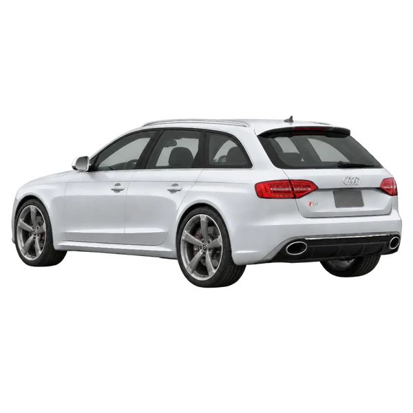 silver 2014 Audi RS4 rear three-quarter (facing left) view