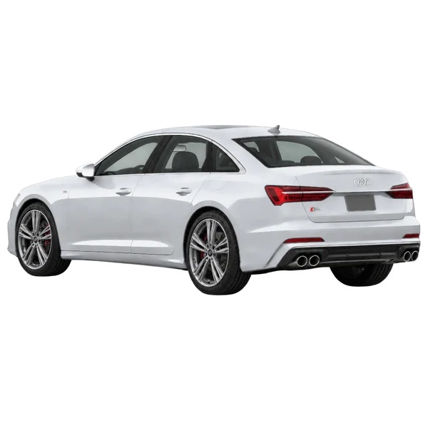 silver 2024 Audi S6 rear three-quarter (facing left) view