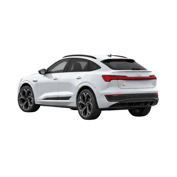 silver 2023 Audi SQ8 Sportback E-Tron rear three-quarter (facing left) view