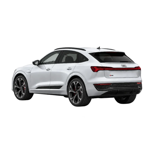 silver 2024 Audi SQ8 Sportback E-Tron rear three-quarter (facing left) view