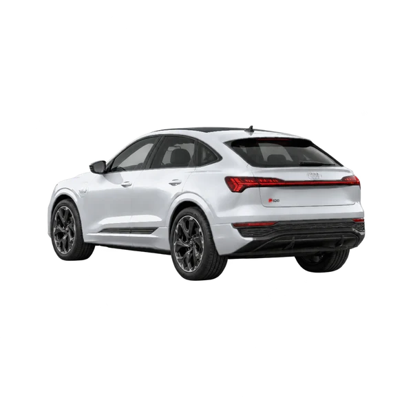 silver 2025 Audi SQ8 Sportback E-Tron rear three-quarter (facing left) view