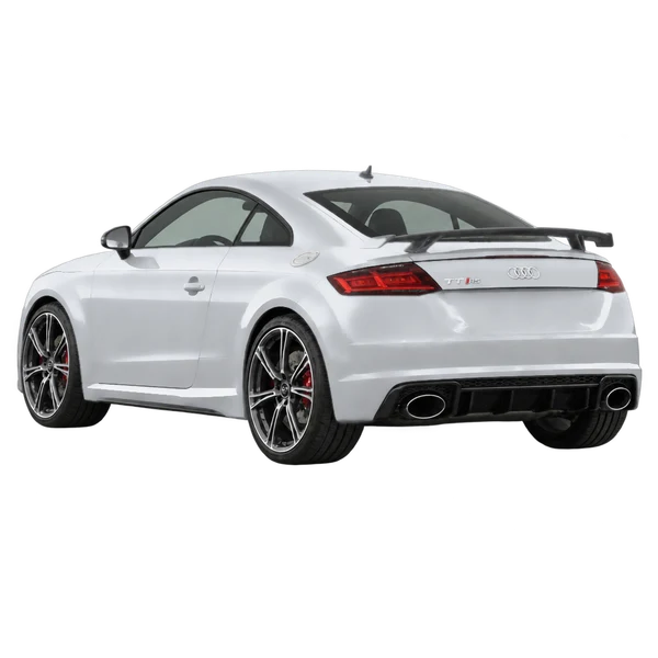 silver 2014 Audi TT RS rear three-quarter (facing left) view