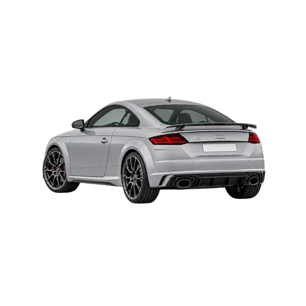 silver 2023 Audi TT RS rear three-quarter (facing left) view