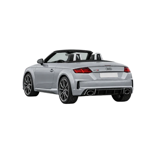 silver 2025 Audi TTS Roadster rear three-quarter (facing left) view