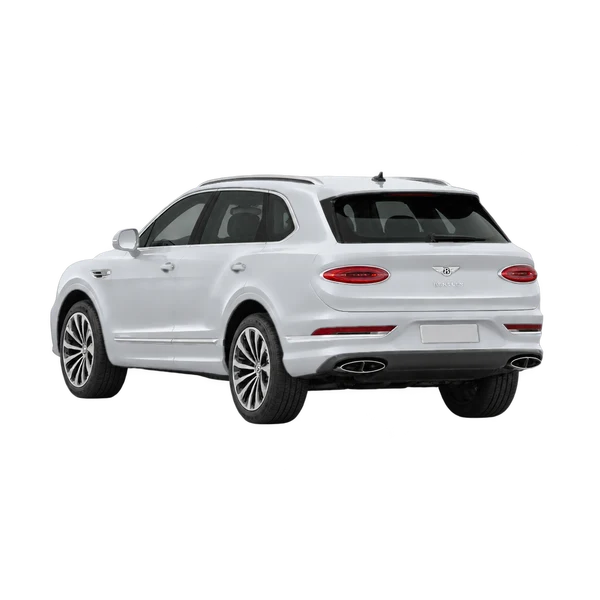 silver 2023 Bentley Bentayga Hybrid rear three-quarter (facing left) view