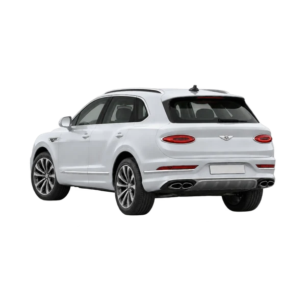silver 2026 Bentley Bentayga Hybrid rear three-quarter (facing left) view
