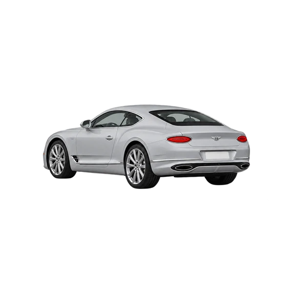 silver 2022 Bentley Continental GT rear three-quarter (facing left) view
