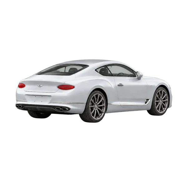 silver 2026 Bentley Continental GT Speed rear three-quarter (facing left) view