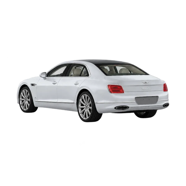 silver 2025 Bentley Flying Spur rear three-quarter (facing left) view