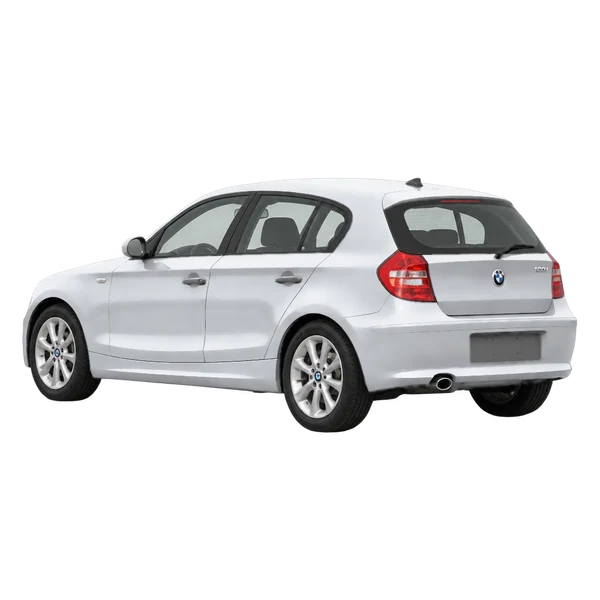 silver 2010 BMW 120I rear three-quarter (facing left) view