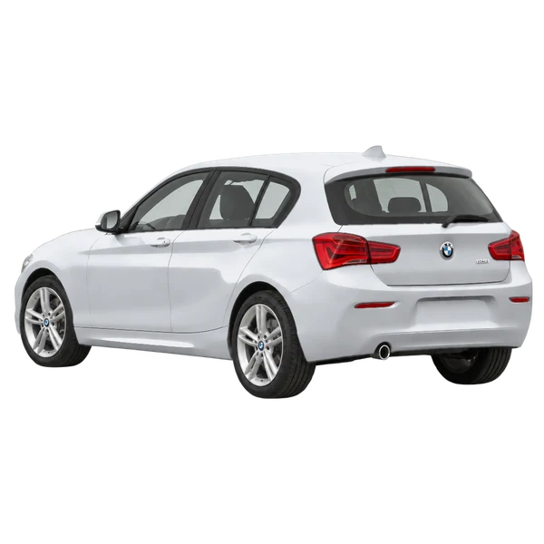 silver 2019 BMW 125I rear three-quarter (facing left) view