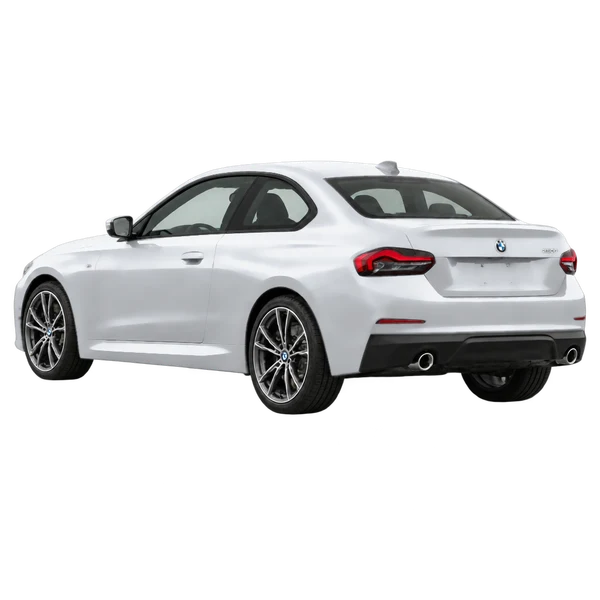silver 2026 BMW 2 Series rear three-quarter (facing left) view
