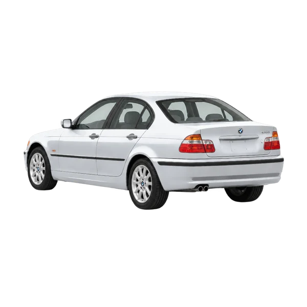 silver 2001 BMW 3 Series rear three-quarter (facing left) view