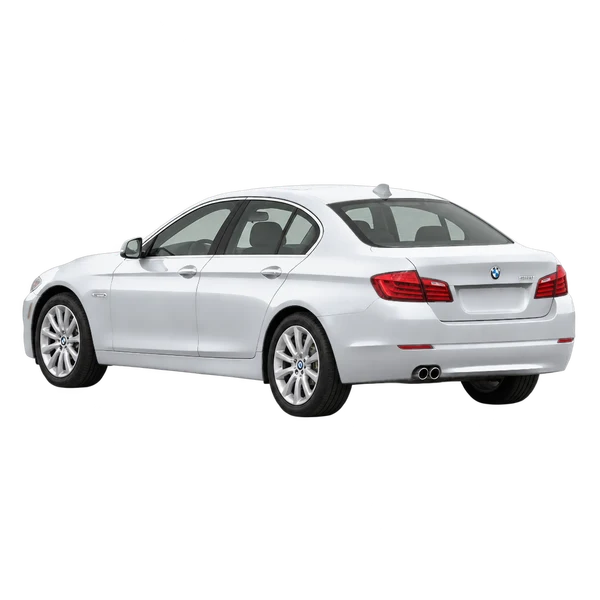 silver 2016 BMW 5 Series rear three-quarter (facing left) view