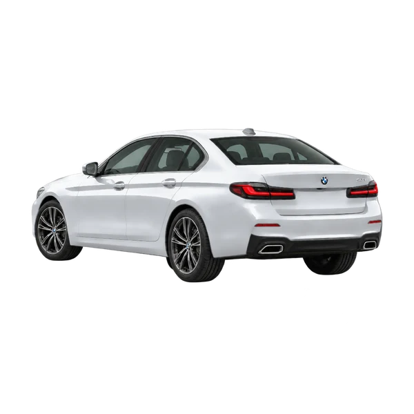 silver 2026 BMW 540i rear three-quarter (facing left) view
