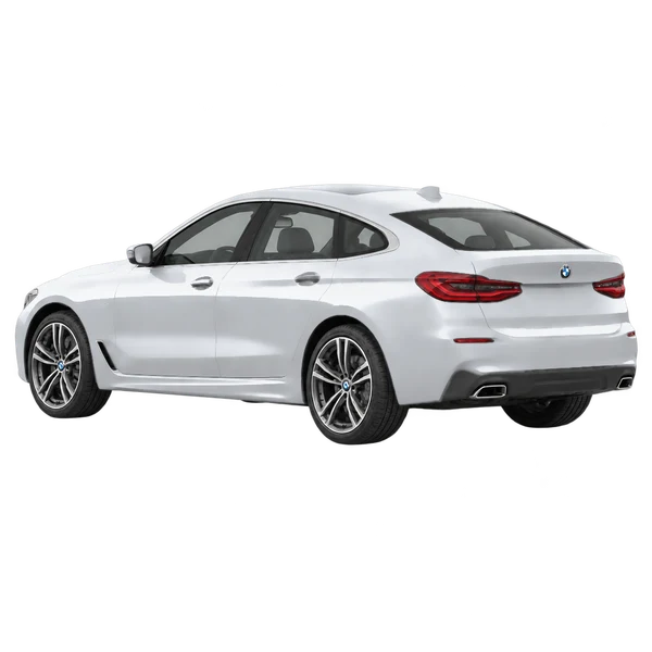 silver 2020 BMW 6 Series rear three-quarter (facing left) view