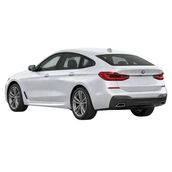 silver 2021 BMW 6 Series rear three-quarter (facing left) view