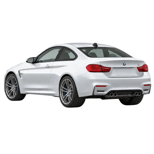 silver 2014 BMW M4 rear three-quarter (facing left) view
