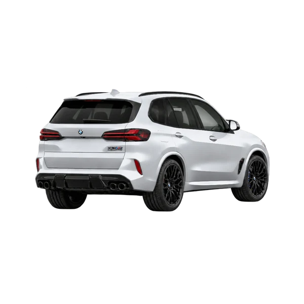 silver 2024 BMW X5 M Competition rear three-quarter (facing left) view