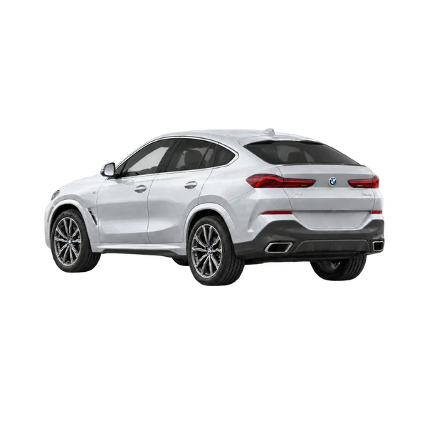 silver 2027 BMW X6 xDrive40i rear three-quarter (facing left) view