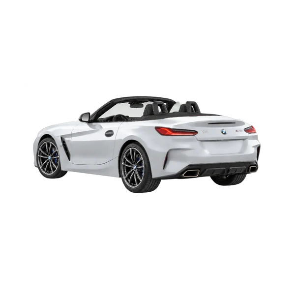 silver 2026 BMW Z4 M40I rear three-quarter (facing left) view