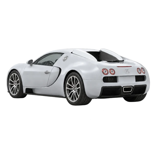 silver 2015 Bugatti Veyron rear three-quarter (facing left) view