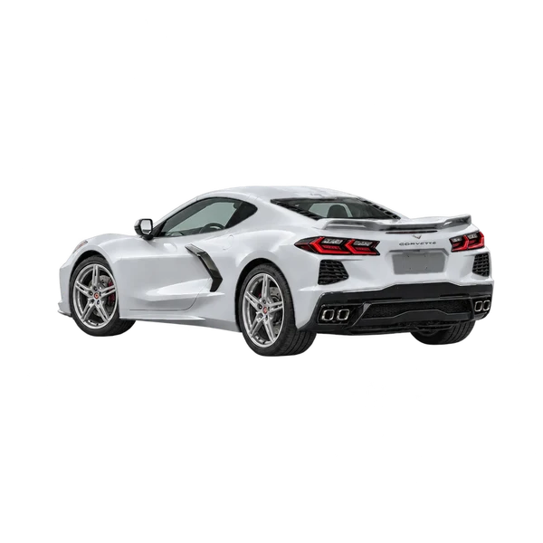 silver 2025 Chevrolet Corvette rear three-quarter (facing left) view