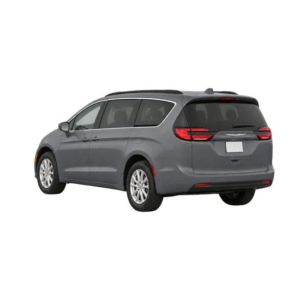 gray 2022 Chrysler Voyager rear three-quarter (facing left) view