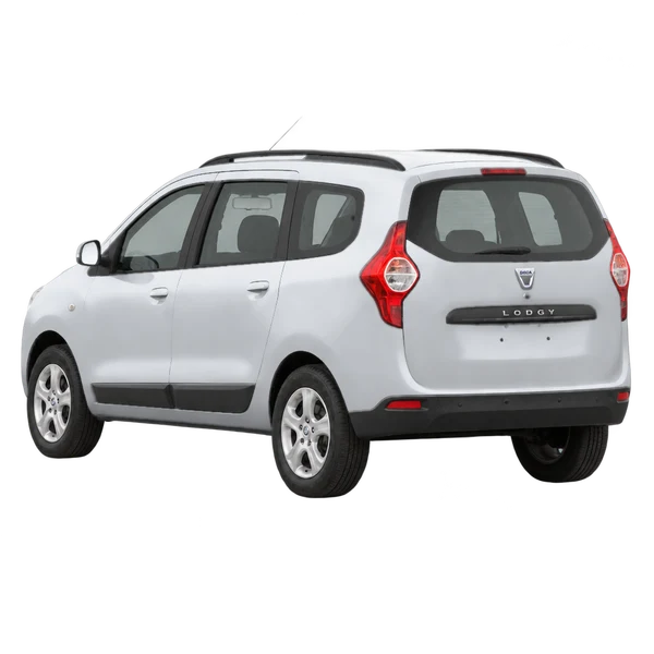 silver 2018 Dacia Lodgy rear three-quarter (facing left) view