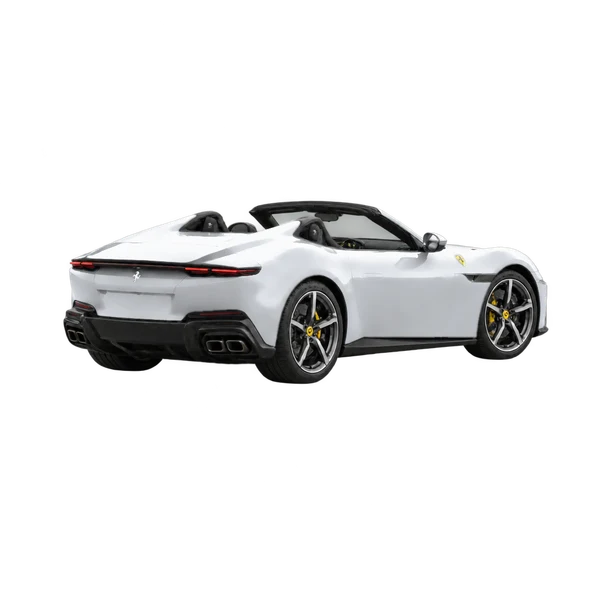 silver 2026 Ferrari 12Cilindri Spider rear three-quarter (facing left) view