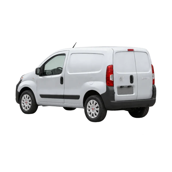 silver 2022 Fiat Fiorino rear three-quarter (facing left) view