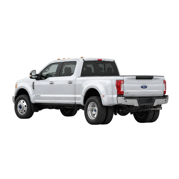 silver 2018 Ford F-450 rear three-quarter (facing left) view