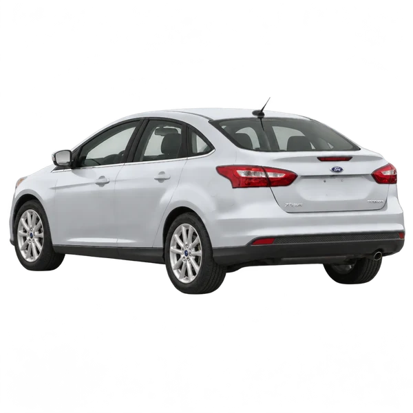 silver 2015 Ford Focus Titanium rear three-quarter (facing left) view