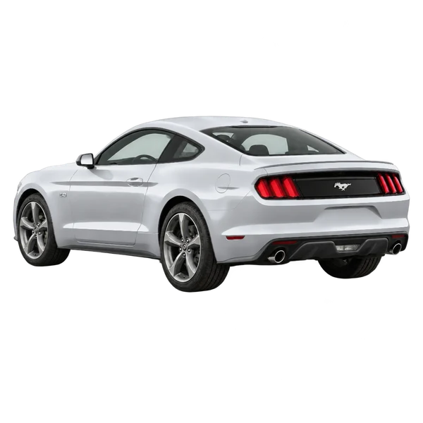 silver 2016 Ford Mustang rear three-quarter (facing left) view