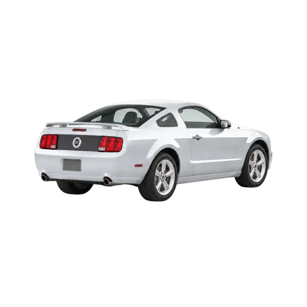 silver 2005 Ford Mustang GT rear three-quarter (facing left) view