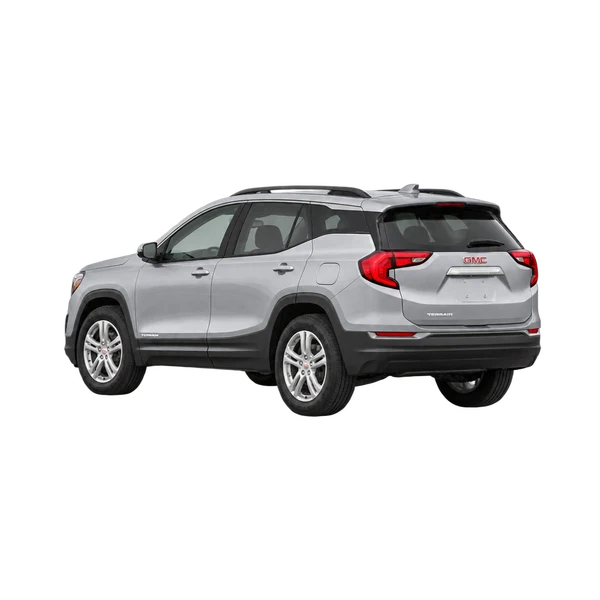 silver 2022 GMC Terrain rear three-quarter (facing left) view