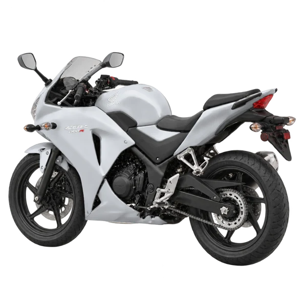 silver 2017 Honda CBR300RA rear three-quarter (facing left) view
