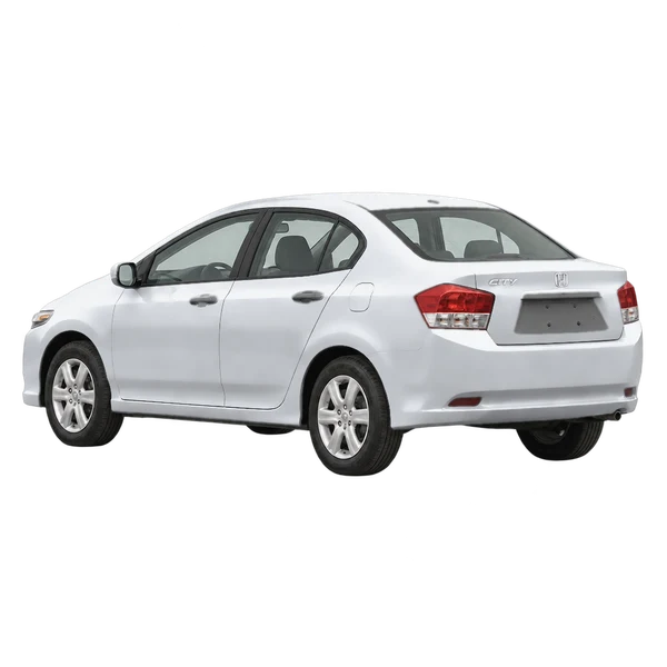 silver 2013 Honda City rear three-quarter (facing left) view