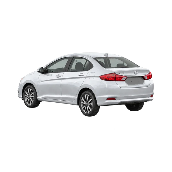 silver 2020 Honda City rear three-quarter (facing left) view