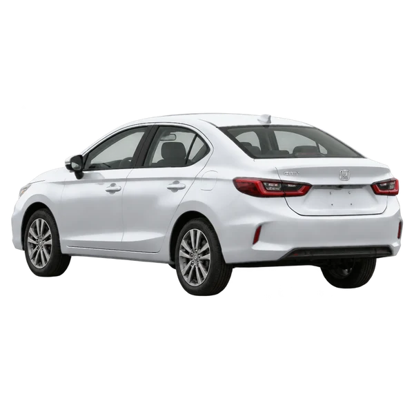 silver 2025 Honda City rear three-quarter (facing left) view