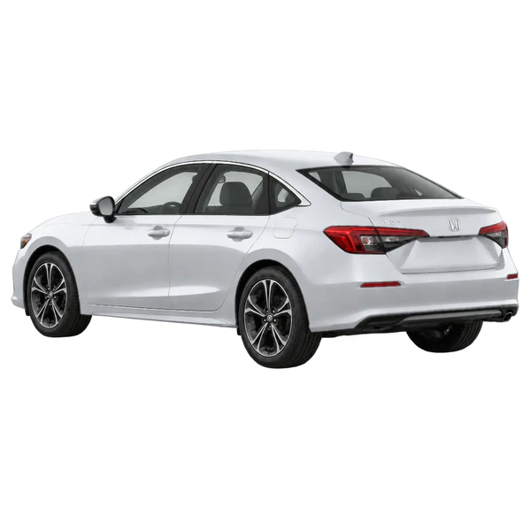 silver 2027 Honda Civic rear three-quarter (facing left) view