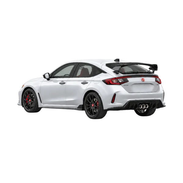 silver 2026 Honda Civic Type R rear three-quarter (facing left) view