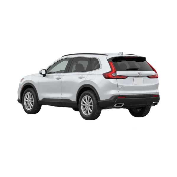 silver 2025 Honda CRV rear three-quarter (facing left) view