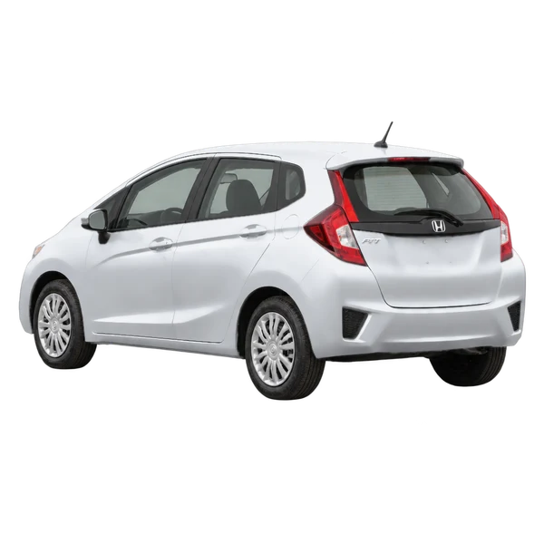 silver 2015 Honda Fit rear three-quarter (facing left) view