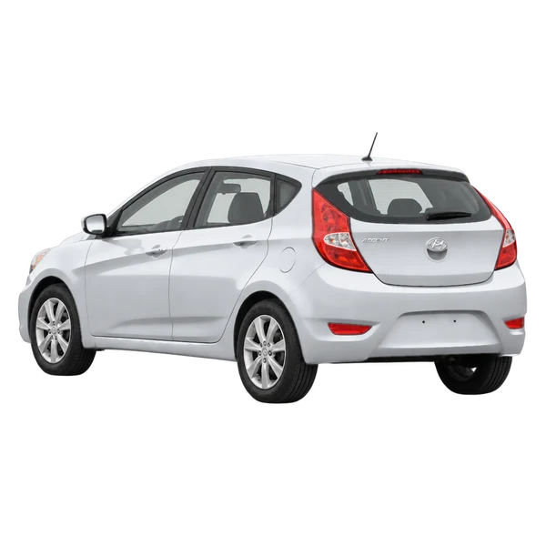 silver 2014 Hyundai Accent rear three-quarter (facing left) view