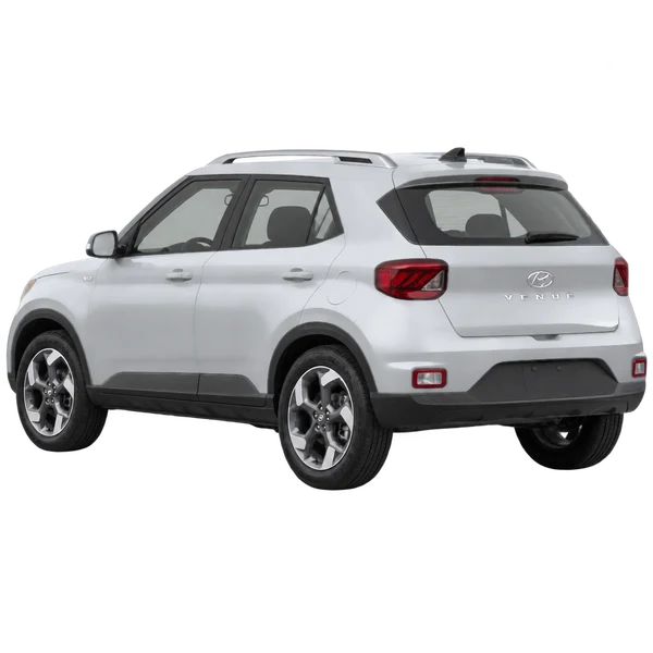 silver 2021 Hyundai Venue rear three-quarter (facing left) view